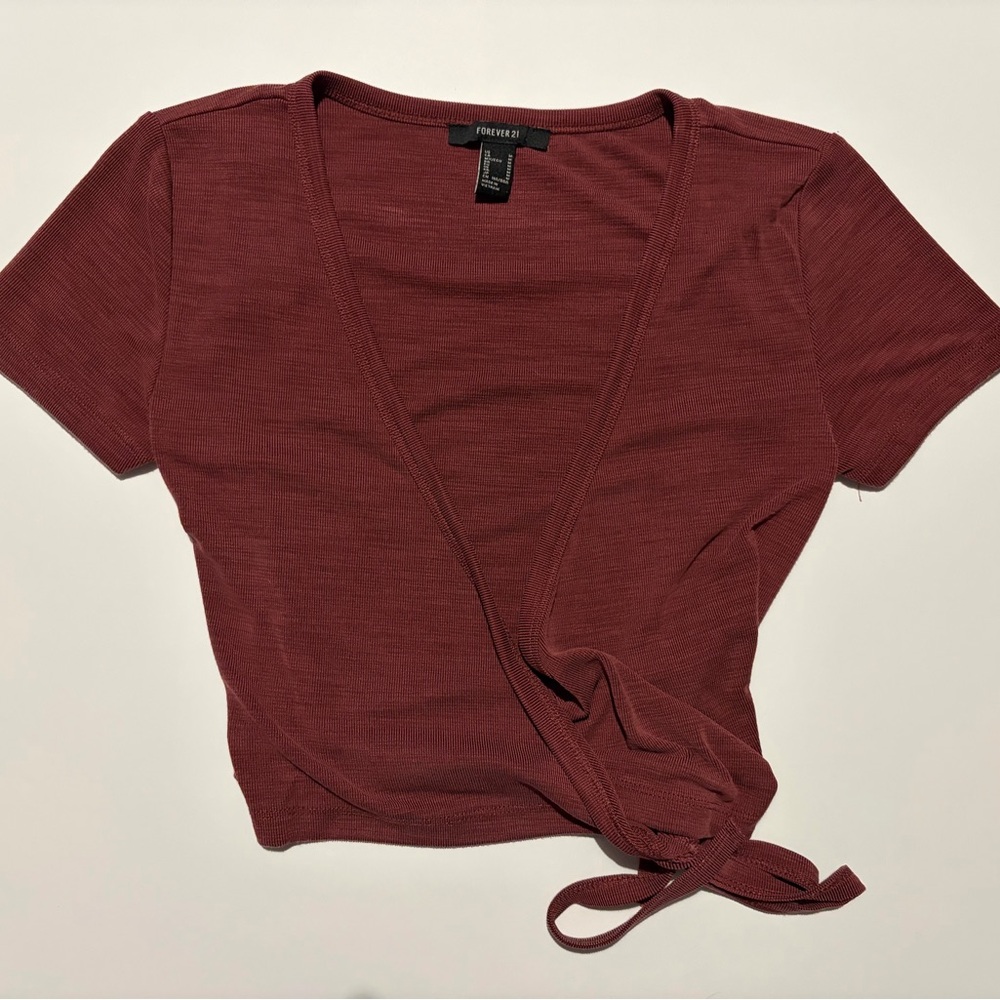 Forever 21 Deep Red Wrap Crop Top